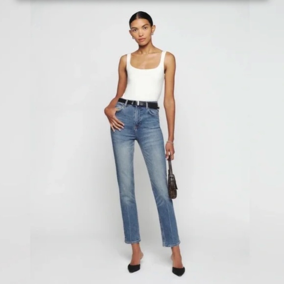 Reformation Liza Ultra High Rise Straight Cropped Jeans - Picture 1 of 6